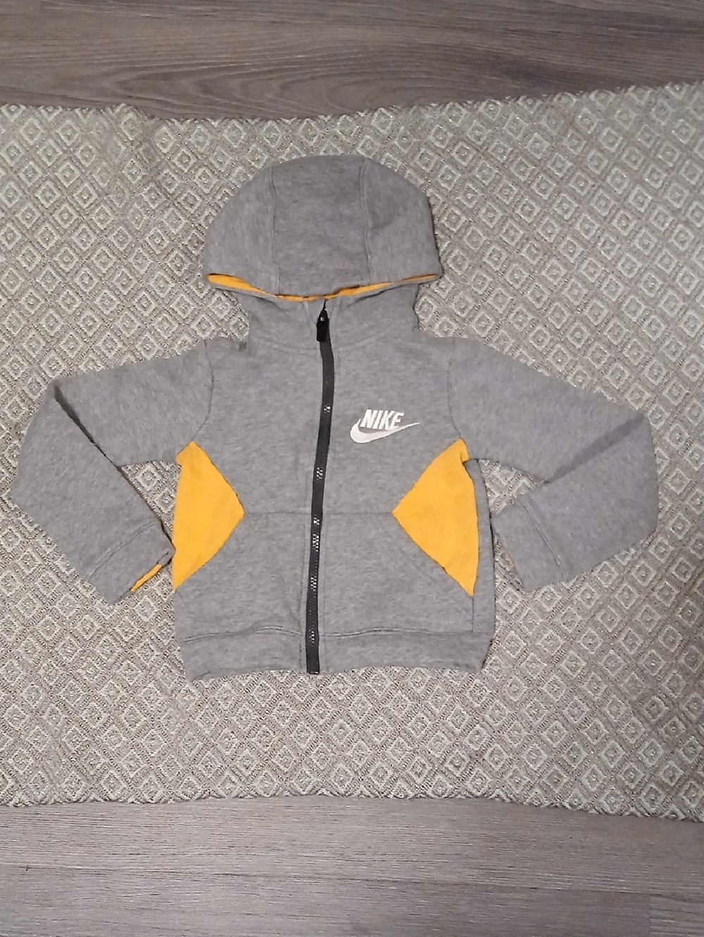 Nike Gray and Yellow Kids Hoodie Zip Jacket